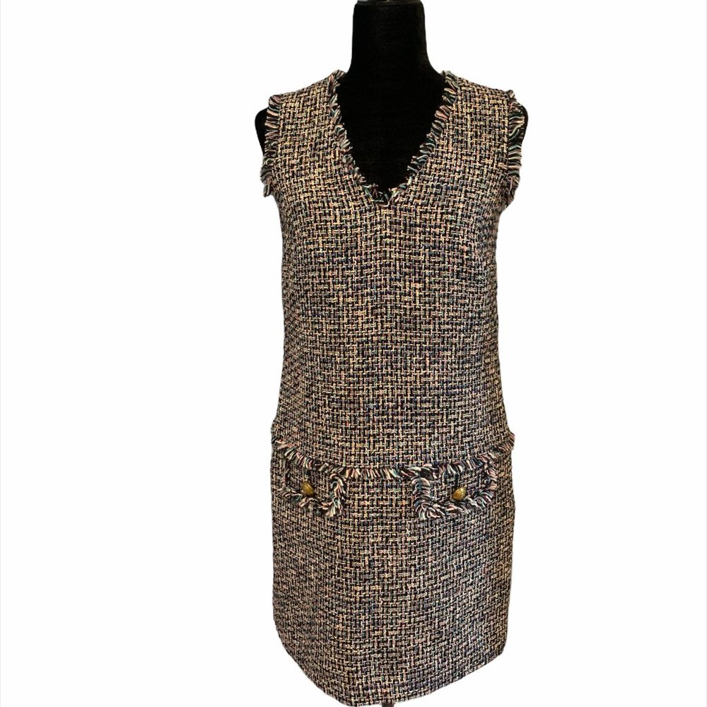 J. CREW Black Label Tweed Dress Size 0